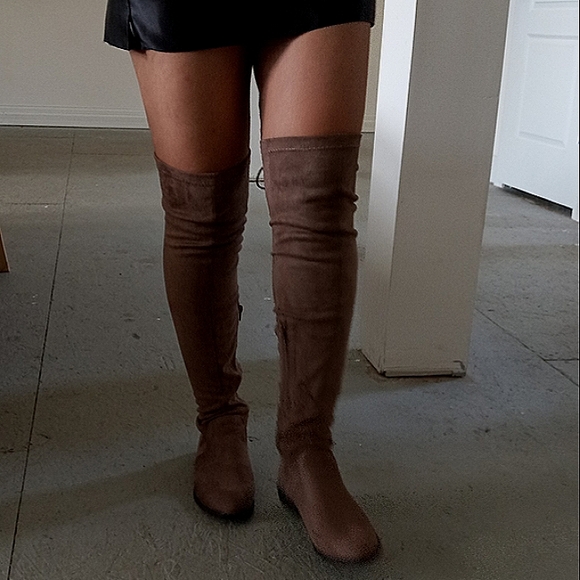 Over-the-knee boots Closed Toe Knee High Comfy no heel Stretch Suede Ele… - Picture 6 of 17